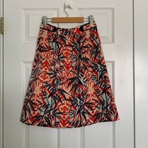 Zara Pull On A-Line Skirt Tropical Tribal Leaf Print Womens Size extra small fun